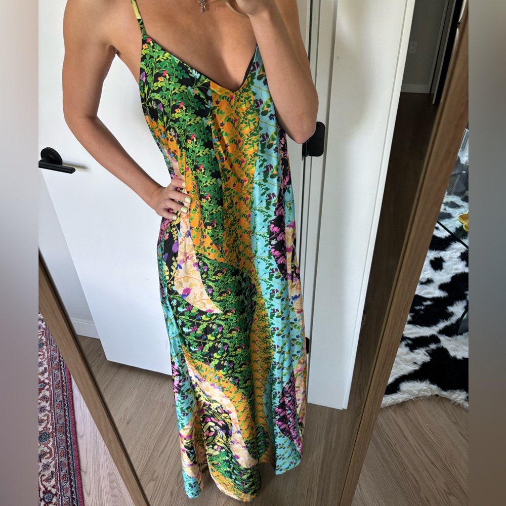 Nicole Miller Satin floral maxi dress